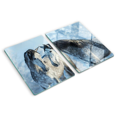 Glazen snijplanken Paarden in een winterlandschap