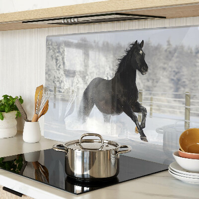 Glazen snijplanken Een paard in een winterlandschap