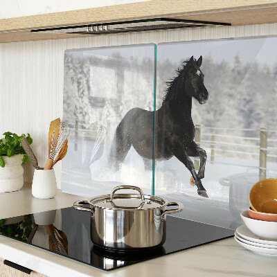 Glazen snijplanken Een paard in een winterlandschap