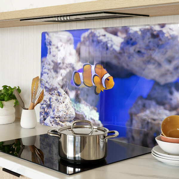 Snijplanken glas Clownvissen tussen de rotsen