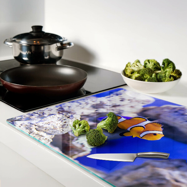 Snijplanken glas Clownvissen tussen de rotsen