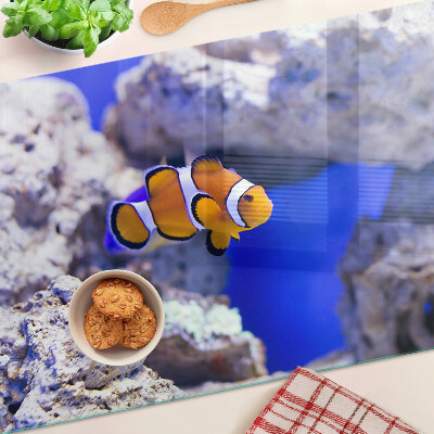 Snijplanken glas Clownvissen tussen de rotsen
