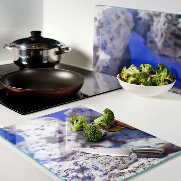 Snijplanken glas Clownvissen tussen de rotsen