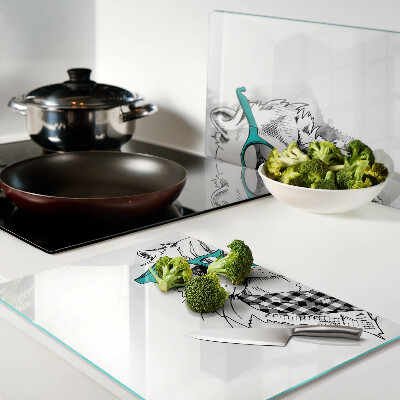 Glazen snijplanken Tekening van een kat met een zonnebril.