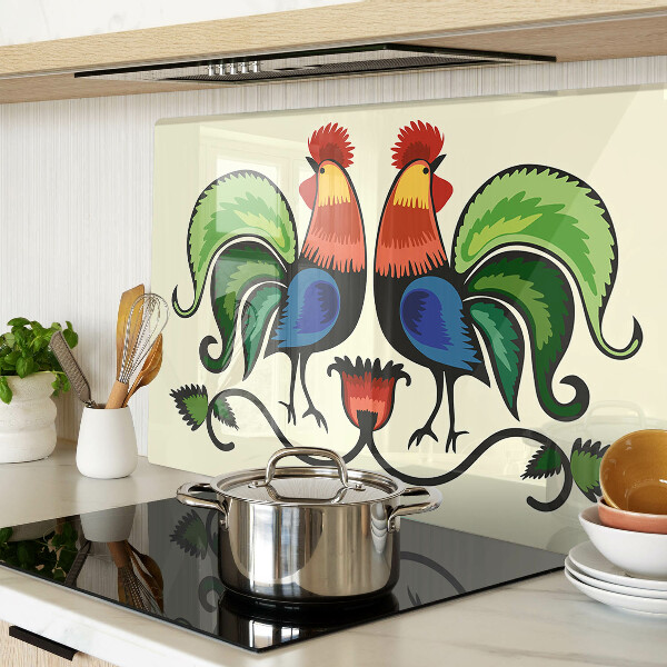 Snijplanken van glas Hanen in volksstijl