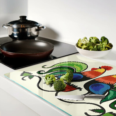 Snijplanken van glas Hanen in volksstijl