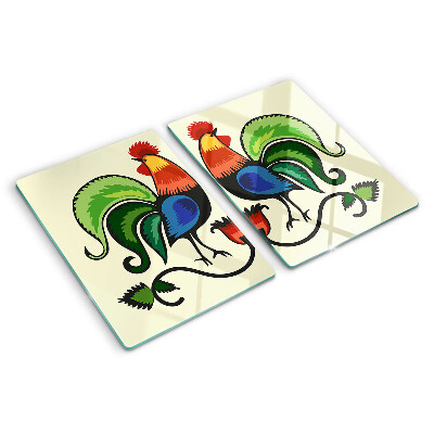 Snijplanken van glas Hanen in volksstijl