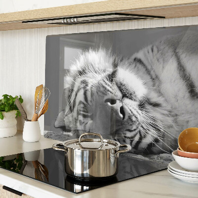 Snijplanken glas Tijger in zwart-wit