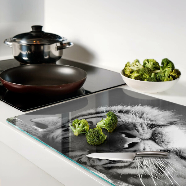 Snijplanken glas Tijger in zwart-wit