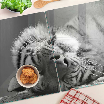 Snijplanken glas Tijger in zwart-wit