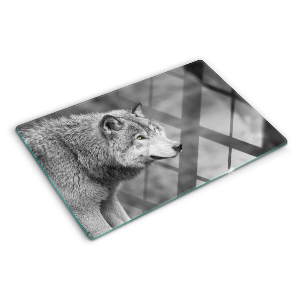 Snijplanken van glas Wolf in zwart-wit