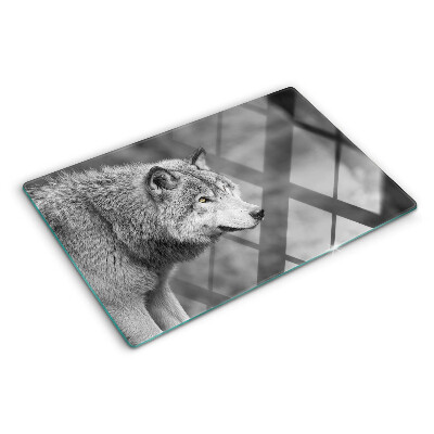 Snijplanken van glas Wolf in zwart-wit