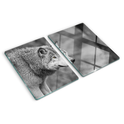 Snijplanken van glas Wolf in zwart-wit