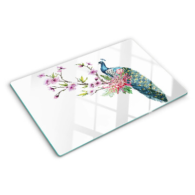 Snijplanken van glas Pauw met bloemen