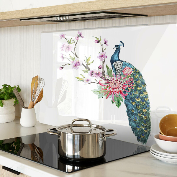 Snijplanken van glas Pauw met bloemen