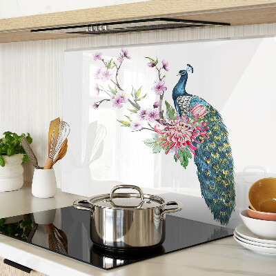 Snijplanken van glas Pauw met bloemen