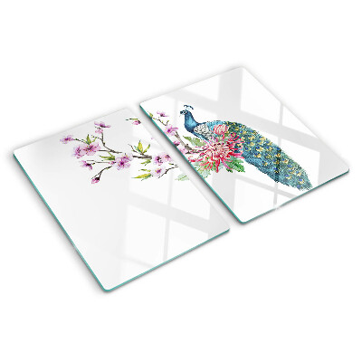 Snijplanken van glas Pauw met bloemen