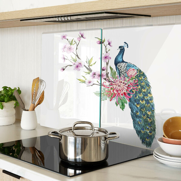 Snijplanken van glas Pauw met bloemen