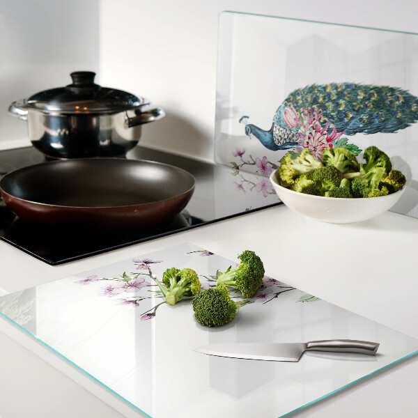 Snijplanken van glas Pauw met bloemen