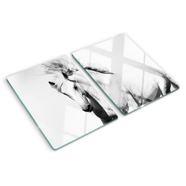 Snijplanken glas Paard in zwart-wit