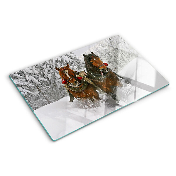 Snijplanken van glas Trekpaarden in de sneeuw