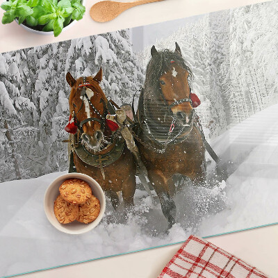 Snijplanken van glas Trekpaarden in de sneeuw