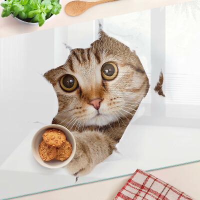 Glazen snijplanken Een kat die uit een gat komt