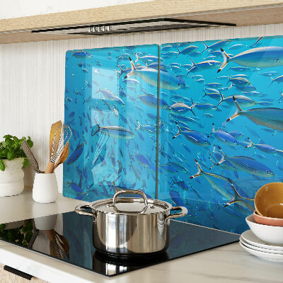 Snijplanken glas Een school vissen in helder water