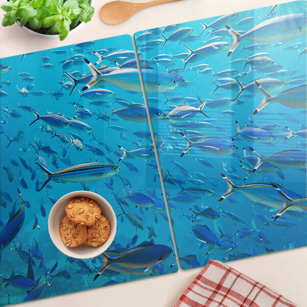 Snijplanken glas Een school vissen in helder water