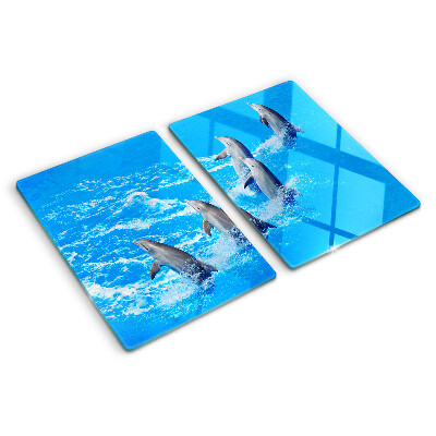 Glazen snijplanken Dolfijnen die over de golven springen