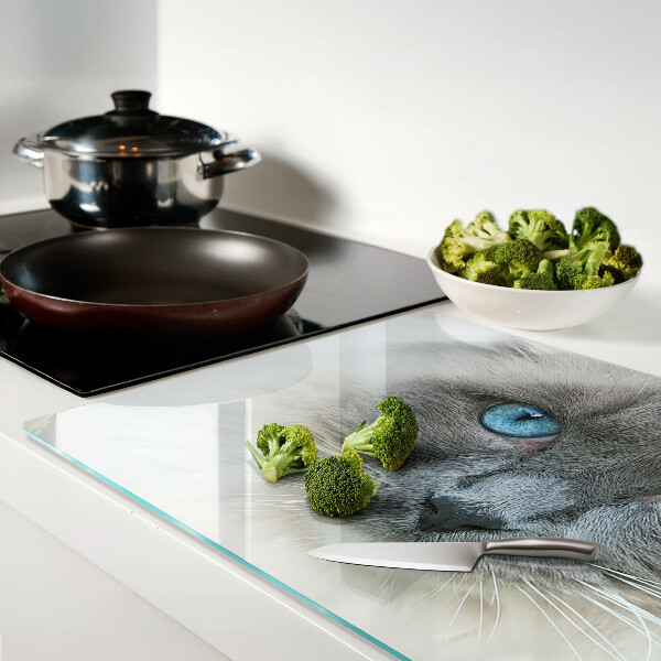 Snijplanken van glas Een kat met blauwe ogen