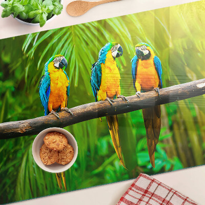 Snijplanken glas Papegaaien op een tak in de tropen