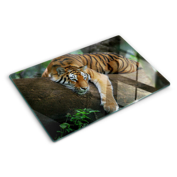 Glazen snijplanken Tijger op een boomstam
