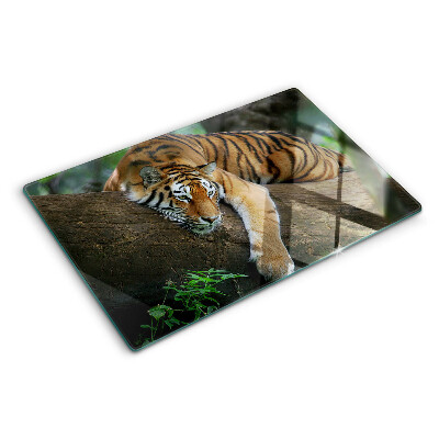 Glazen snijplanken Tijger op een boomstam