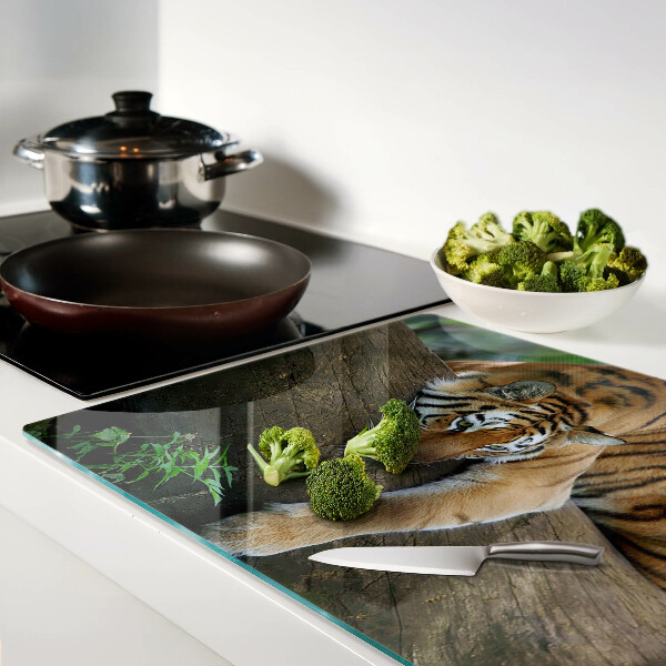 Glazen snijplanken Tijger op een boomstam