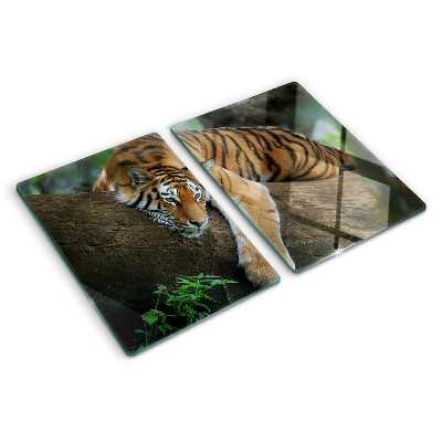 Glazen snijplanken Tijger op een boomstam