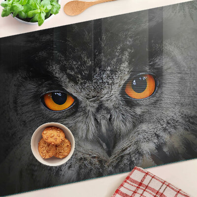 Snijplanken van glas Uil met oranje ogen