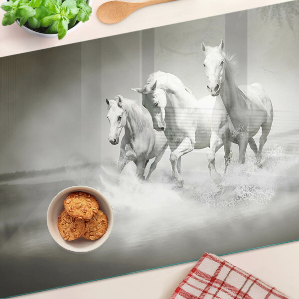 Glazen snijplanken Paarden in het water