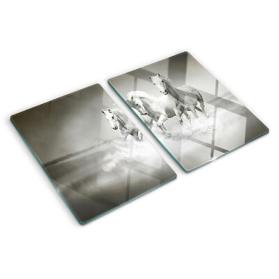 Glazen snijplanken Paarden in het water