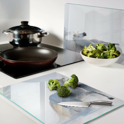 Glazen snijplanken Twee witte paarden in een dolle galop.