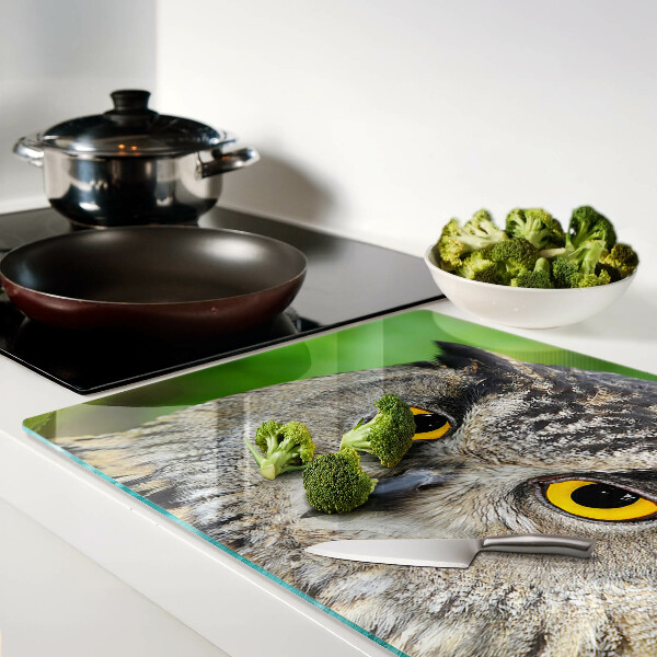 Glazen snijplanken Een uil met expressieve ogen