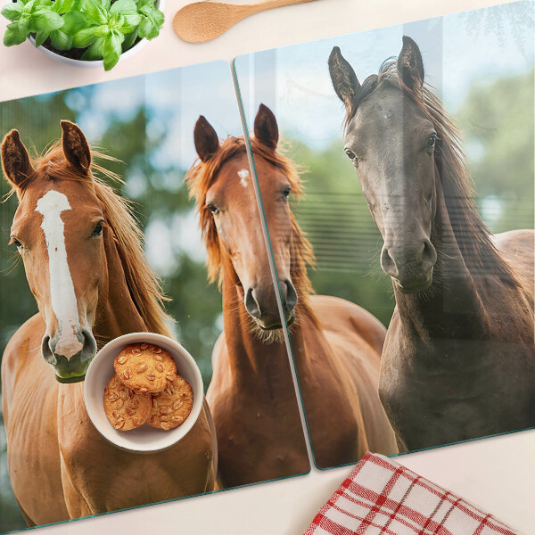 Snijplanken van glas Paarden in de natuur