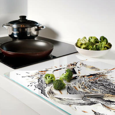 Glazen snijplanken Uil met veren