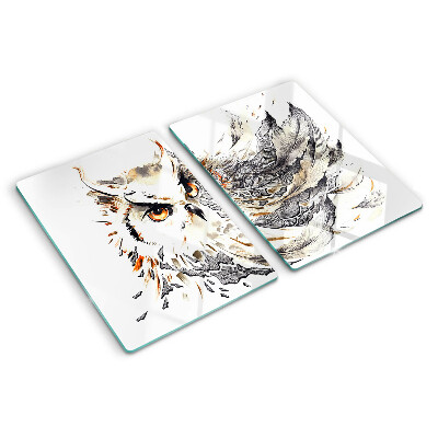 Glazen snijplanken Uil met veren
