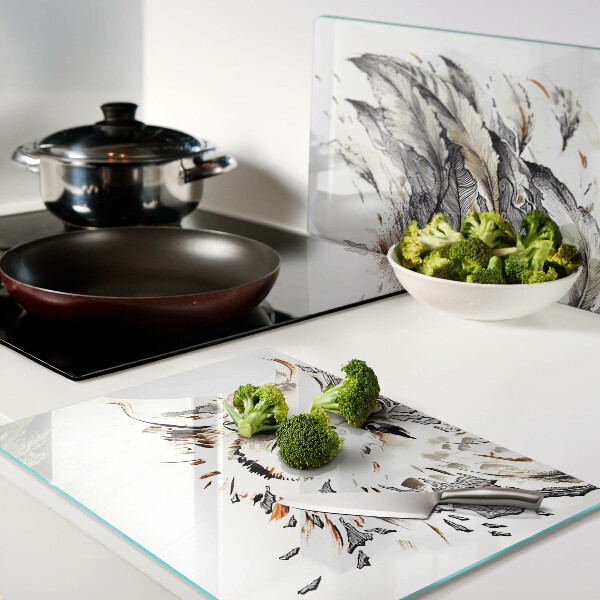 Glazen snijplanken Uil met veren