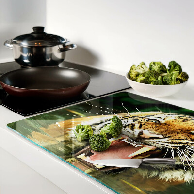 Snijplanken van glas Tijger in de aanval