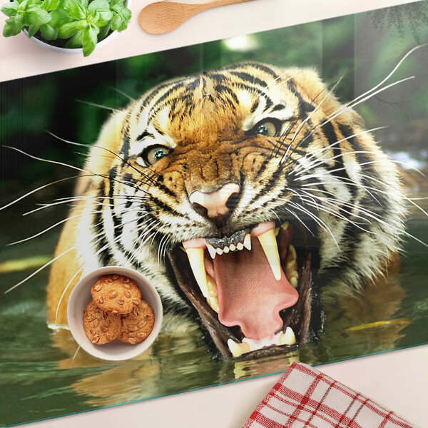 Snijplanken van glas Tijger in de aanval