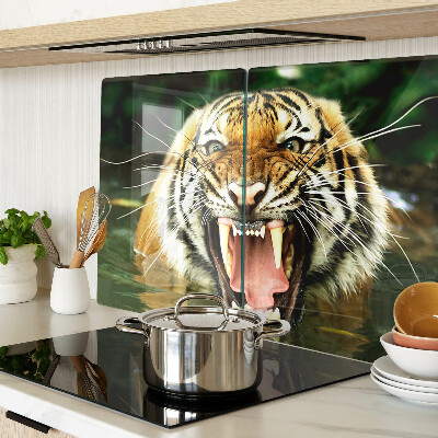 Snijplanken van glas Tijger in de aanval