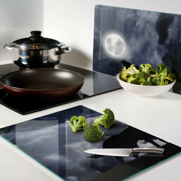 Snijplanken glas Wolf in het maanlicht