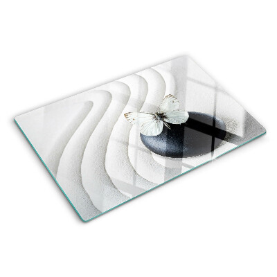 Glazen snijplanken Vlindermotief op steen